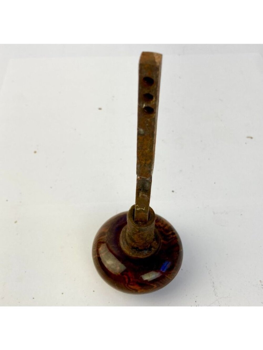 Antique Marbled Brown Swirl Door Knob Tiger Eye Marble w/ Shaft - Picture 4 of 6